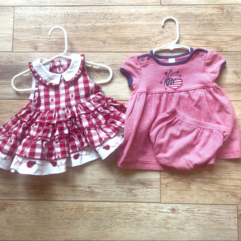 6m Girls vintage patriotic dresses flag, Ladybug